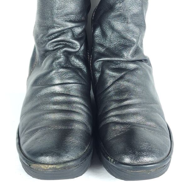 Fly London Womens Yust US9,5 EU40 Metallic Gray Leather Zip Wedge Riding Boots - Picture 4 of 16